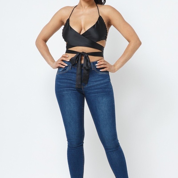 Satin Wrap Around Top - Picture 3 of 4